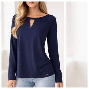 Michael Kors Navy Long Sleeve Top